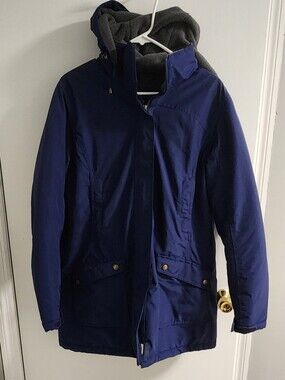 Lands' End Navy Hooded and Fleece Lined Parka, Size L( 14/16)